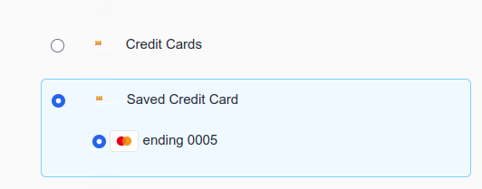 Select a credit card that was saved to the vault