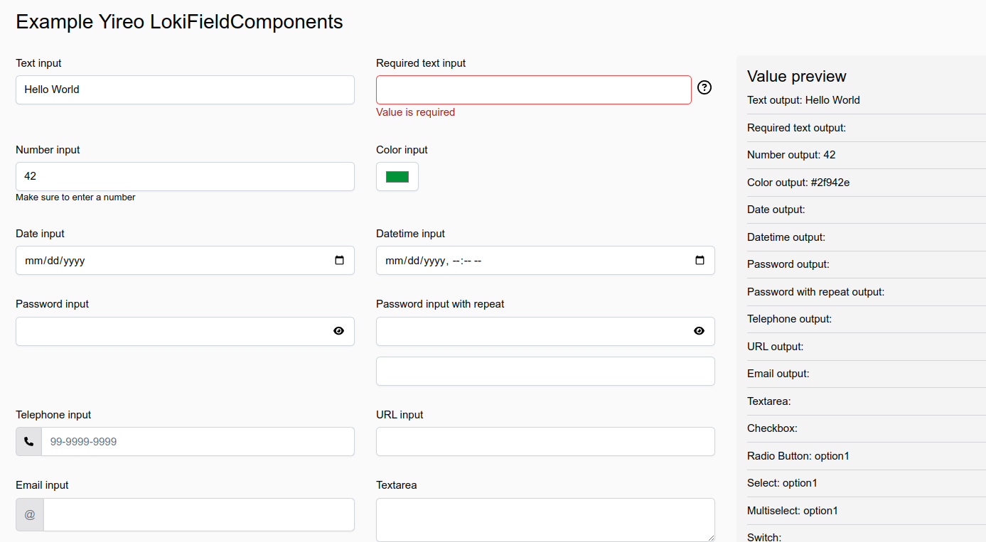 Examples of field components as part of the YireoTraining ExampleFieldComponents module