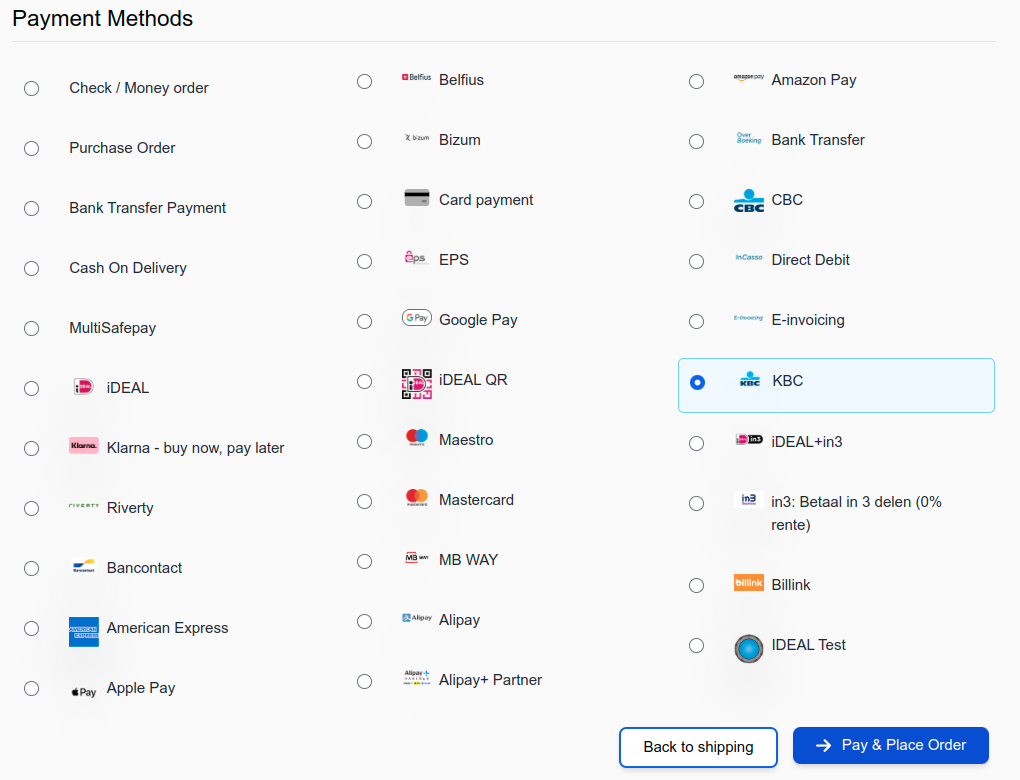 MultiSafepay methods