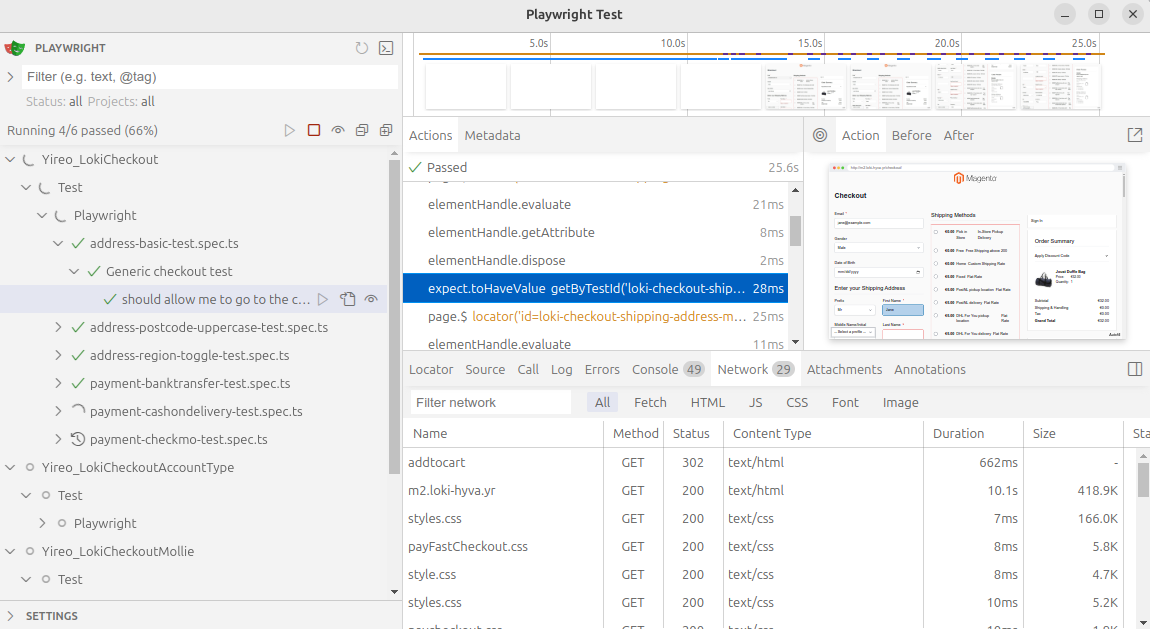 Playwright tests run in UI mode